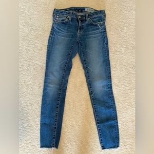 AG Adriano Goldschmied The Legging Raw Hem Ankle Skinny Jeans, size 24R